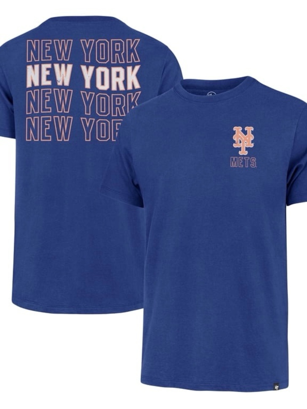 Men's NWT ‘47 Royal New York Mets Hang Back Franklin T-Shirt Blue Baseball